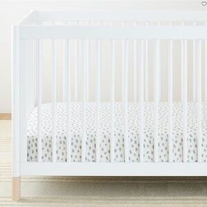 🌙 Pottery Barn Kids Organic Cotton Gray Brushstroke Dot Crib Fitted Sheet | NWT